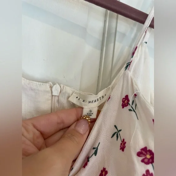 L.A Hearts White Purple Floral Mini Dress With Waist Cincher - Picture 2 of 3